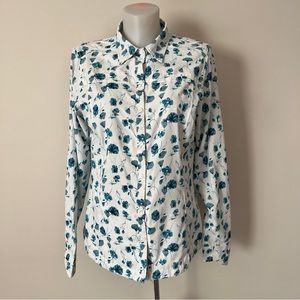 Kathmandu Floral Blouse Activewear Vented Long Sleeve Roll Tab Ripstop Sz 12